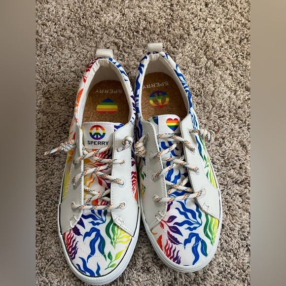 SPERRY Crest Vibe White/Rainbow/Pride Women's Size 8.5 - Picture 4 of 4